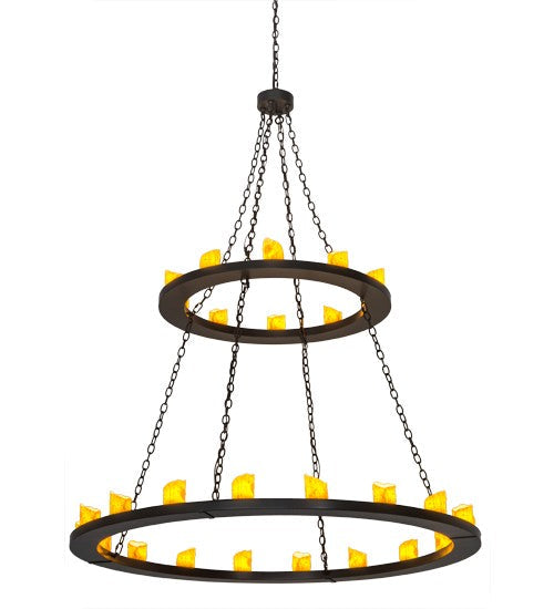 2nd Ave Lighting Loxley 60" Wide Two Tier 28 Light Chandelier in Timeless Bronze