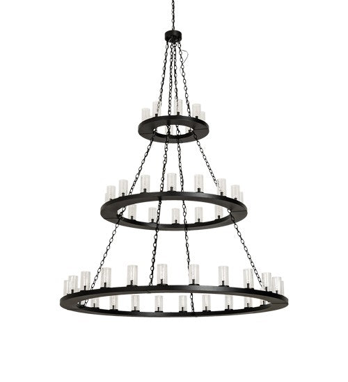 2nd Ave Lighting Loxley 72" Wide 48 Light Three Tier Chandelier in Textured Black Finish