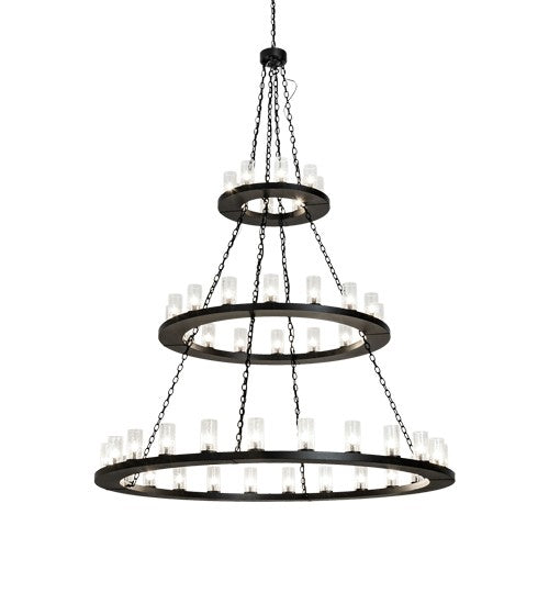 2nd Ave Lighting Loxley 72" Wide 48 Light Three Tier Chandelier in Textured Black Finish
