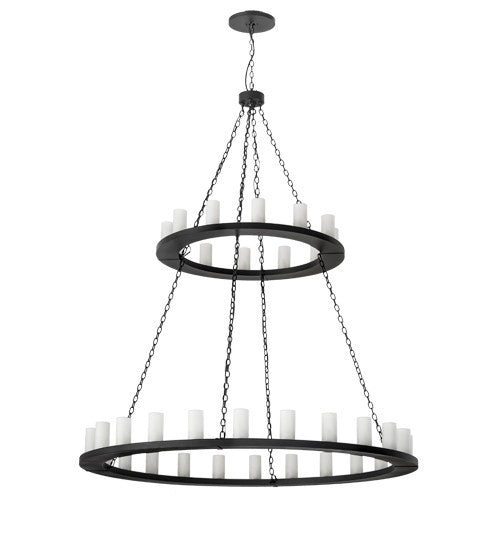 2nd Ave Lighting Loxley 72" Wide Two Tier 36 Light Chandelier in Textured Black Finish