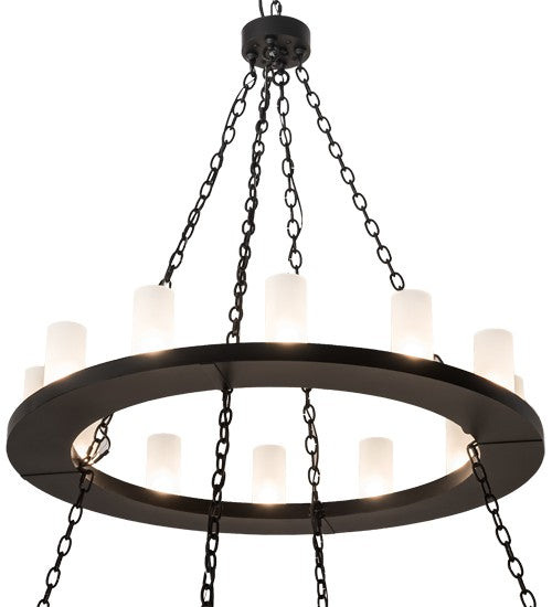 2nd Ave Lighting Loxley 72" Wide Two Tier 36 Light Chandelier in Textured Black Finish