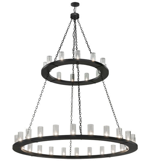 2nd Ave Lighting Loxley 72" Wide Two Tier 36 Light Chandelier in Textured Black Finish