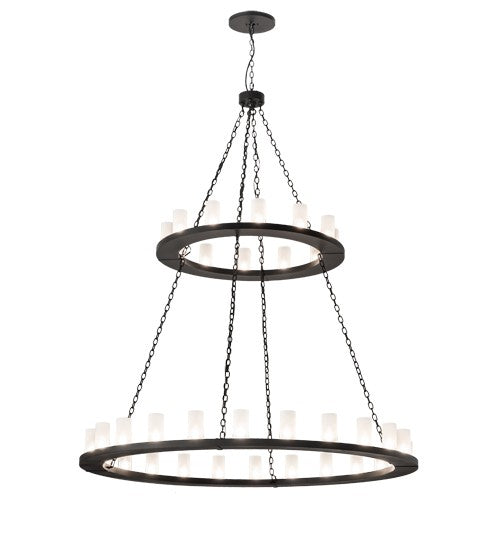 2nd Ave Lighting Loxley 72" Wide Two Tier 36 Light Chandelier in Textured Black Finish