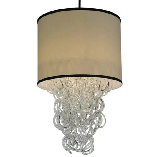 2nd Ave Lighting Lucy 19" Cream Textrene Shade Clear Glass Hoops Blackwash Pendant Light