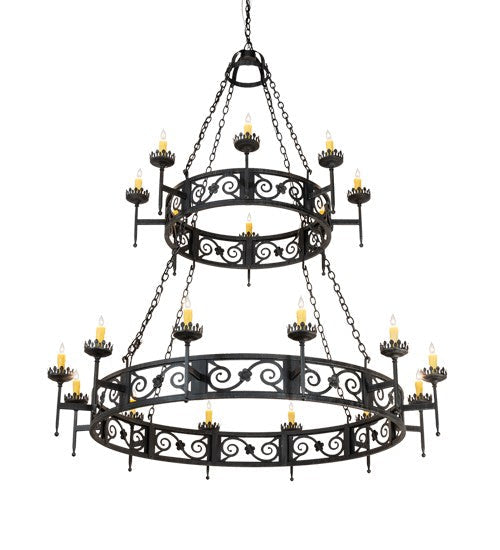 2nd Ave Lighting Majella 66" Wide 20 Light Two Tier Chandelier in Antique Iron Gate Finish