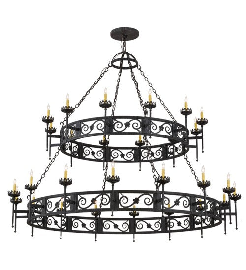 2nd Ave Lighting Majella 84" Wide 28 LT Two Tier Chandelier in Antique Iron Gate Finish