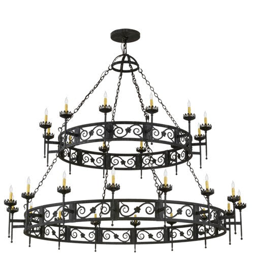 2nd Ave Lighting Majella 84" Wide 28 LT Two Tier Chandelier in Antique Iron Gate Finish
