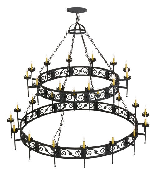 2nd Ave Lighting Majella 84" Wide 28 LT Two Tier Chandelier in Antique Iron Gate Finish