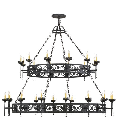 2nd Ave Lighting Majella 84" Wide 28 LT Two Tier Chandelier in Antique Iron Gate Finish