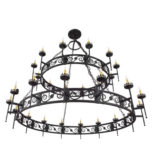 2nd Ave Lighting Majella 84" Wide 28 LT Two Tier Chandelier in Antique Iron Gate Finish