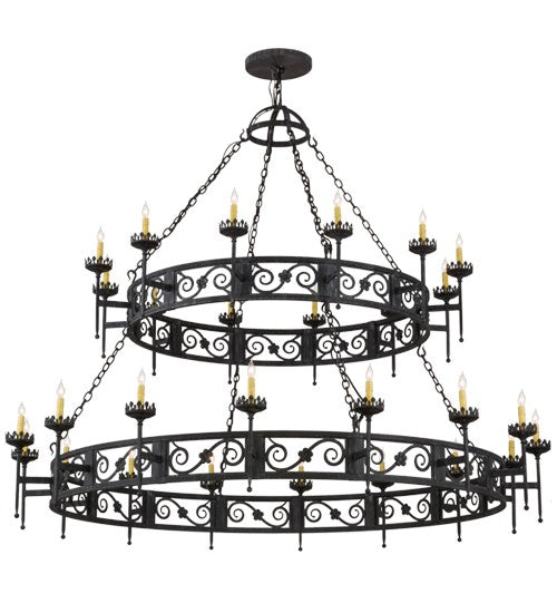 2nd Ave Lighting Majella 84" Wide 28 LT Two Tier Chandelier in Antique Iron Gate Finish