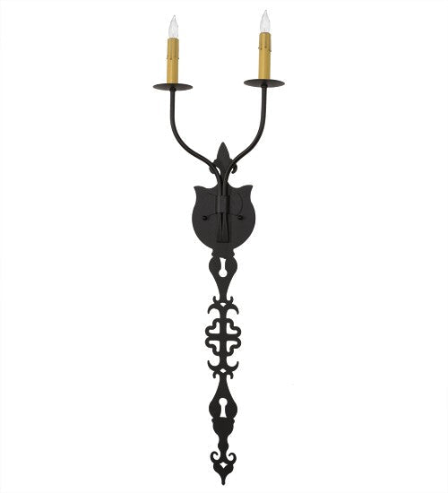 2nd Ave Lighting Merano 11" Wide 2 Light Wall Sconce in Old Wrought Iron Finish