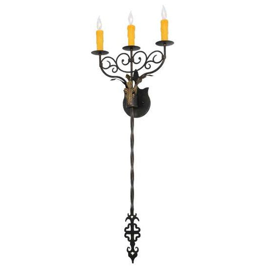 2nd Ave Lighting Merano 15.5" Wide 3 Light Wall Sconce in Chestnut With Gold Accents Finish