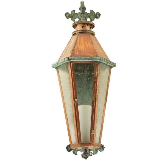 2nd Ave Lighting Millesime 14" Lantern Wall Sconce in Vintage Copper Verdi Brass Finish