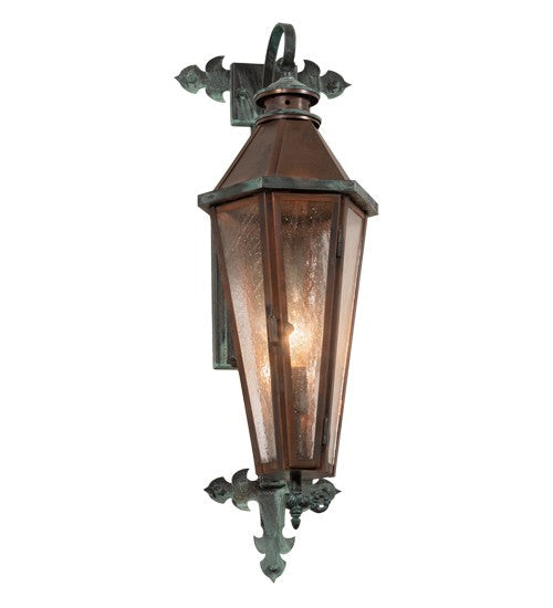 2nd Ave Lighting Millesime 8" Wide Lantern Wall Sconce in Vintage Copper and Craftsman Verdi Finish