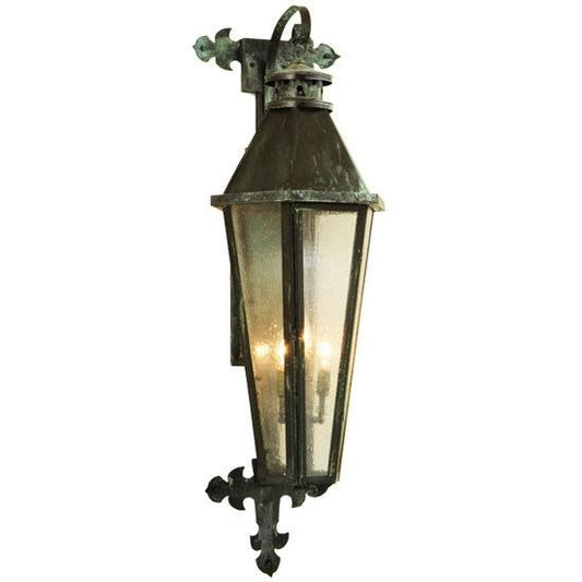 2nd Ave Lighting Millsime 14" Lantern Wall Sconce With Craftsman Verde On Brass Finish