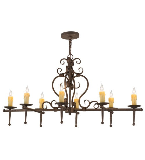 2nd Ave Lighting Monica 48" Long 8 LT Oblong Chandelier in Gilded Tobacco Finish