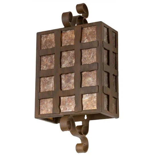 2nd Ave Lighting Monte Cristo 10" Amber Mica With Clear Seeded Glass Lens Rustic Iron Wall Sconce
