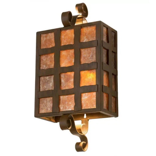 2nd Ave Lighting Monte Cristo 10" Amber Mica With Clear Seeded Glass Lens Rustic Iron Wall Sconce