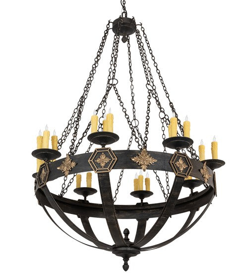 2nd Ave Lighting Neapolis 60" Wide 24 Light Chandelier in Textured Black Finish