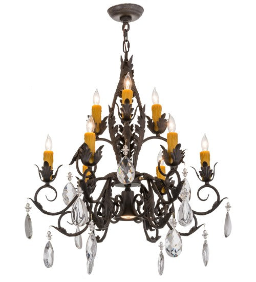 2nd Ave Lighting New Country French 26" Wide 9 LT Chandelier in Textured Chestnut Finish