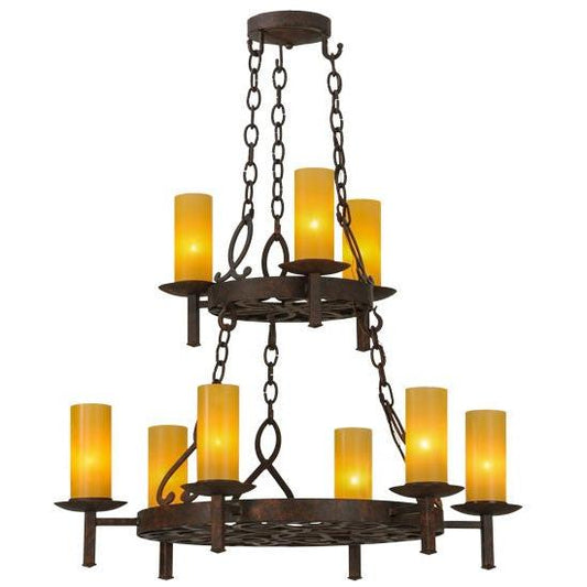 2nd Ave Lighting Newcastle 33" Wide 9 Light Two Tier Chandelier in Rusty Nail Finish