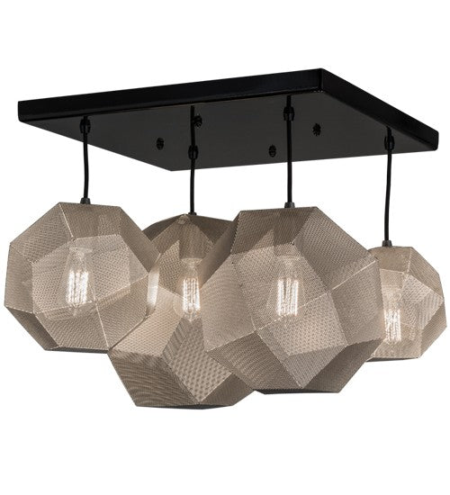 2nd Ave Lighting Nidos 30" Wide 4 LT Pendant in Mirror Black and Nickel Finish