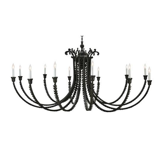 2nd Ave Lighting Oak Bough 80" W 12-Light Timeless Bronze Chandelier