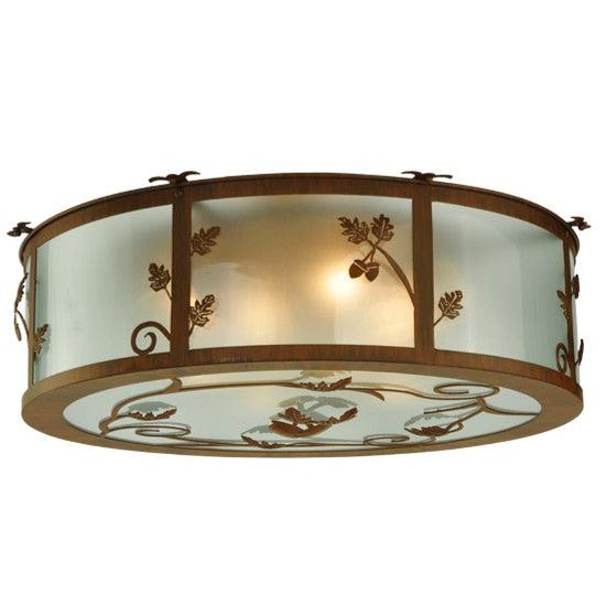 2nd Ave Lighting Oak Leaf Acorn 30" Wide Flushmount in Rust Finish