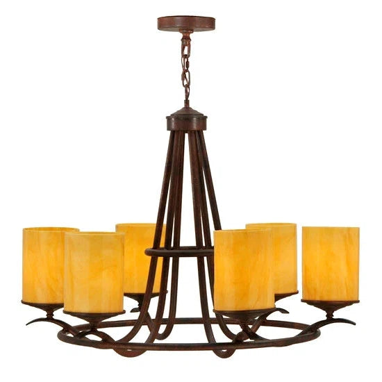 2nd Ave Lighting Octavia 36" 6-Light E26 Base Amber Quartz Idalight Rusty Nail Chandelier