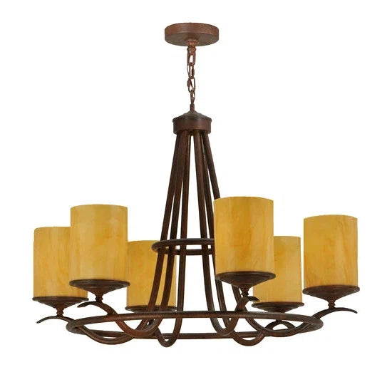 2nd Ave Lighting Octavia 36" 6-Light E26 Base Amber Quartz Idalight Rusty Nail Chandelier