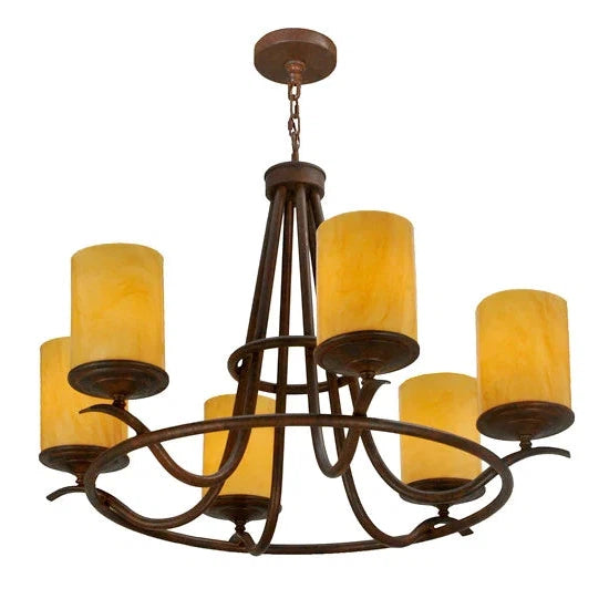 2nd Ave Lighting Octavia 36" 6-Light E26 Base Amber Quartz Idalight Rusty Nail Chandelier