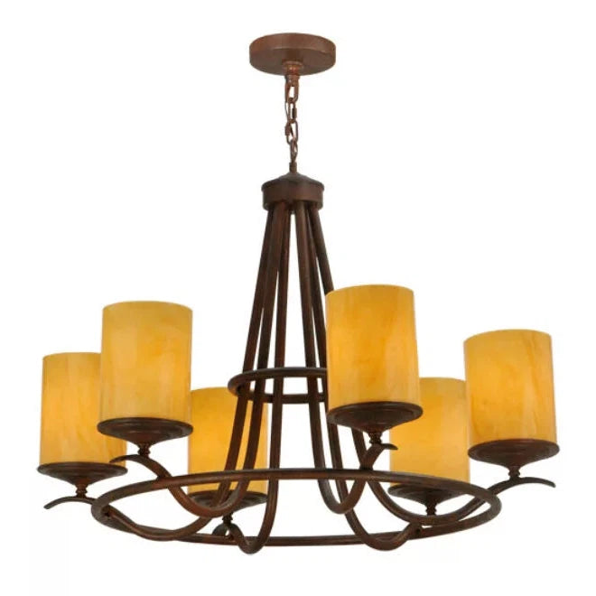 2nd Ave Lighting Octavia 36" 6-Light E26 Base Amber Quartz Idalight Rusty Nail Chandelier