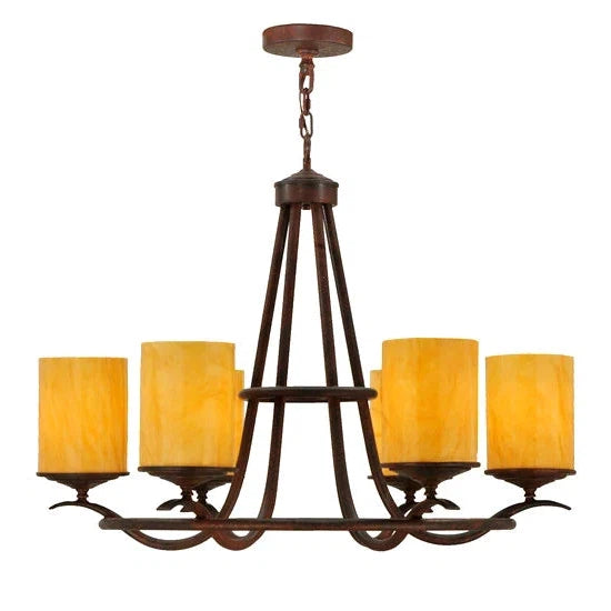 2nd Ave Lighting Octavia 36" 6-Light E26 Base Amber Quartz Idalight Rusty Nail Chandelier