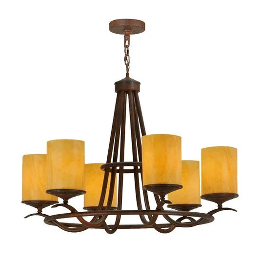 2nd Ave Lighting Octavia 36" 6-Light E26 Base Amber Quartz Idalight Rusty Nail Chandelier