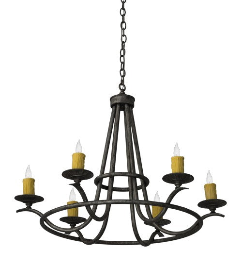 2nd Ave Lighting Octavia 36" Wide 6 LT Chandelier in Antique Iron Ore Finish