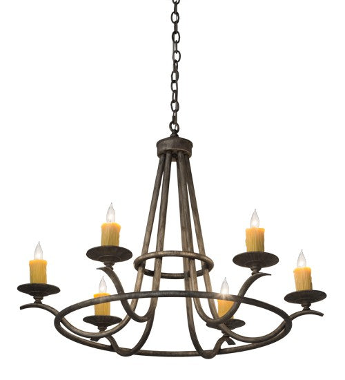 2nd Ave Lighting Octavia 36" Wide 6 LT Chandelier in Antique Iron Ore Finish
