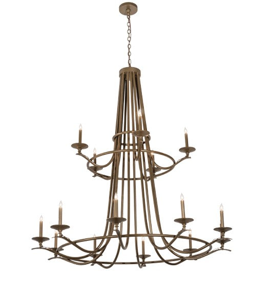 2nd Ave Lighting Octavia 60" Wide Two Tier 15 Light Chandelier in Metallic Brown Finish