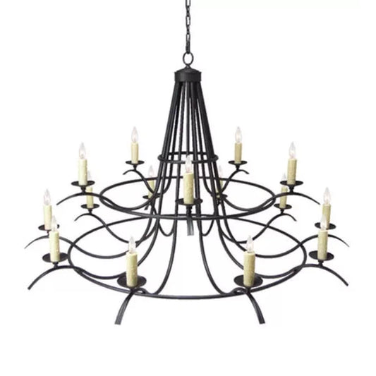 2nd Ave Lighting Octavia 78" 15-Light E12 Base Blackwash 2-Tier Chandelier