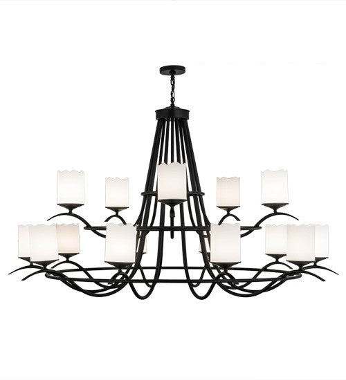 2nd Ave Lighting Octavia 78" Wide Two Tier 15 LT Chandelier in Blackwash Finish