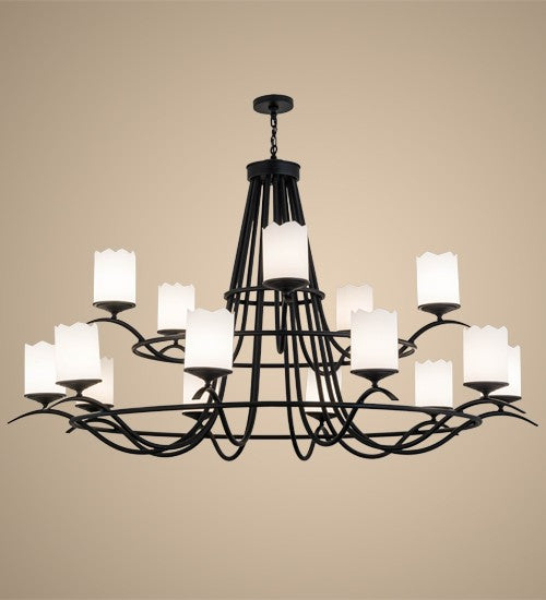 2nd Ave Lighting Octavia 78" Wide Two Tier 15 LT Chandelier in Blackwash Finish