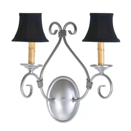 2nd Ave Lighting Olivia 14" 2-Light E12 Base Black Textrene Shade Pewter Wall Sconce