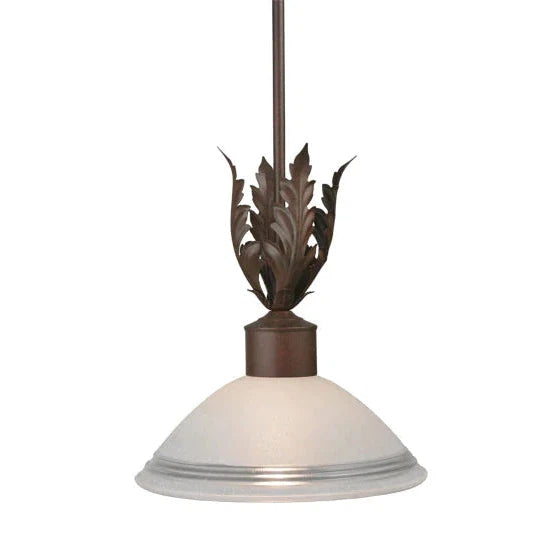 2nd Ave Lighting Orleans 12" White Scabo Glass Acanthus Leaf Accents Rusty Nail Pendant Light