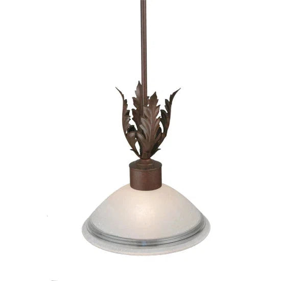 2nd Ave Lighting Orleans 12" White Scabo Glass Acanthus Leaf Accents Rusty Nail Pendant Light