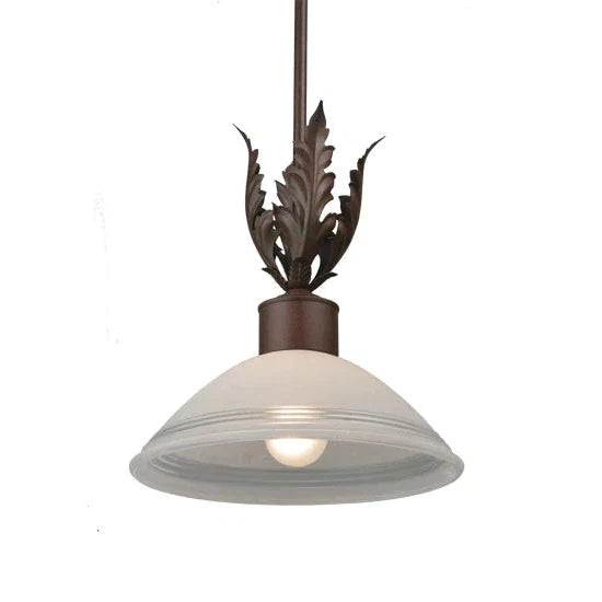 2nd Ave Lighting Orleans 12" White Scabo Glass Acanthus Leaf Accents Rusty Nail Pendant Light