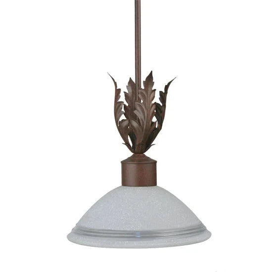 2nd Ave Lighting Orleans 12" White Scabo Glass Acanthus Leaf Accents Rusty Nail Pendant Light