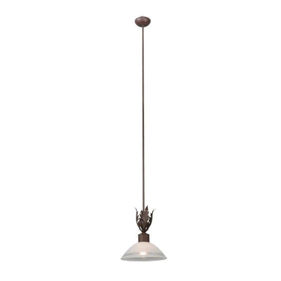 2nd Ave Lighting Orleans 12" White Scabo Glass Acanthus Leaf Accents Rusty Nail Pendant Light
