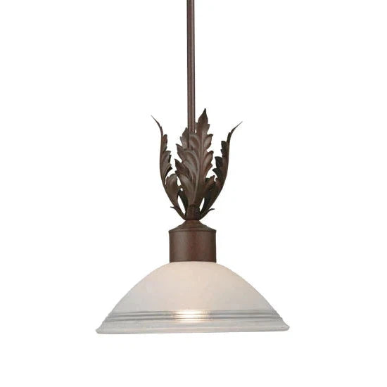 2nd Ave Lighting Orleans 12" White Scabo Glass Acanthus Leaf Accents Rusty Nail Pendant Light