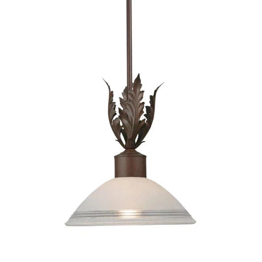 2nd Ave Lighting Orleans 12" White Scabo Glass Acanthus Leaf Accents Rusty Nail Pendant Light
