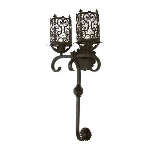 2nd Ave Lighting Oskar 16" 2-Light Rainstone Idalight Shade Blackwash Wall Sconce